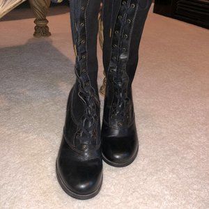 Indigo womens black laceup leather boots